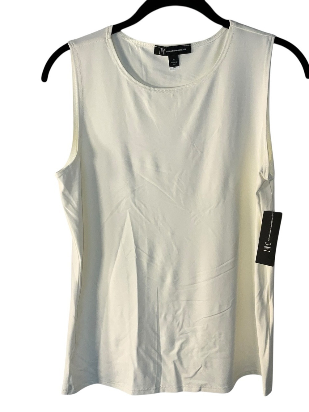 INC International Concepts Cream Crewneck Sleeveless Tank